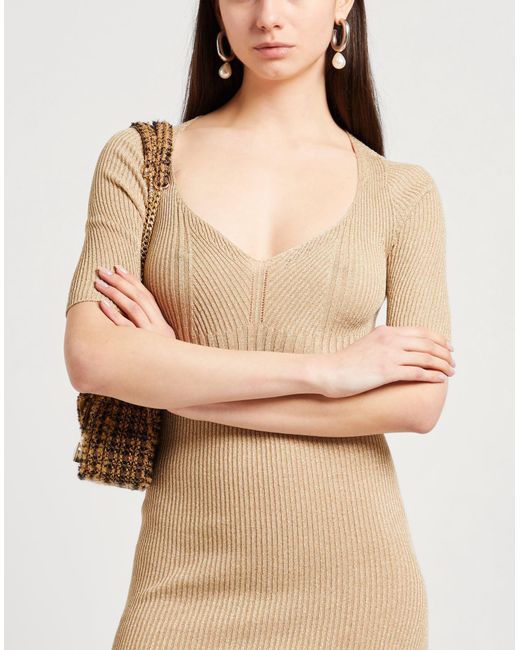 Liu Jo Natural Midi Dress Viscose, Polyamide, Metallic Polyester