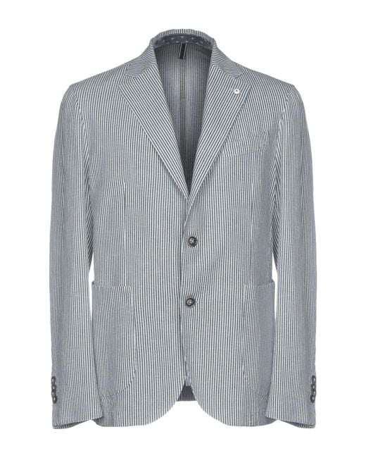 L.b.m. 1911 Gray Light Blazer Cotton, Linen for men
