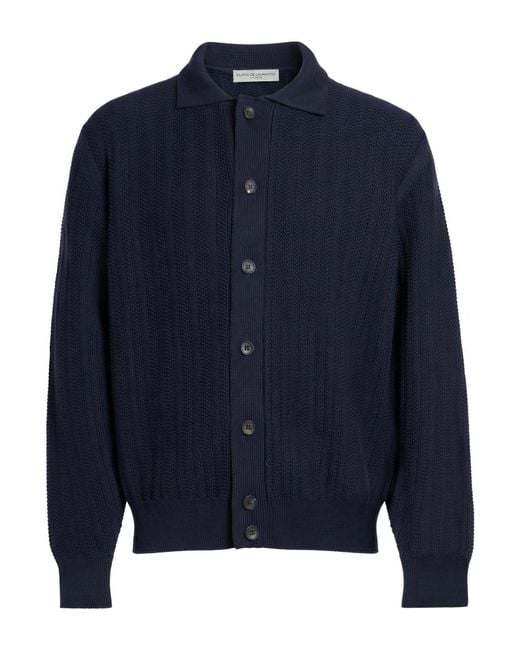 FILIPPO DE LAURENTIIS Blue Midnight Cardigan Merino Wool for men