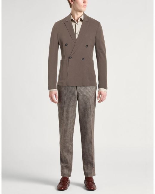 Paolo Pecora Brown Blazer Viscose, Polyamide, Elastane for men