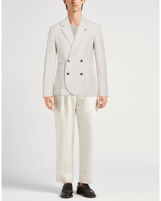 Messagerie White Patrizio Piscaglia Blazer Cotton, Polyester, Linen for men