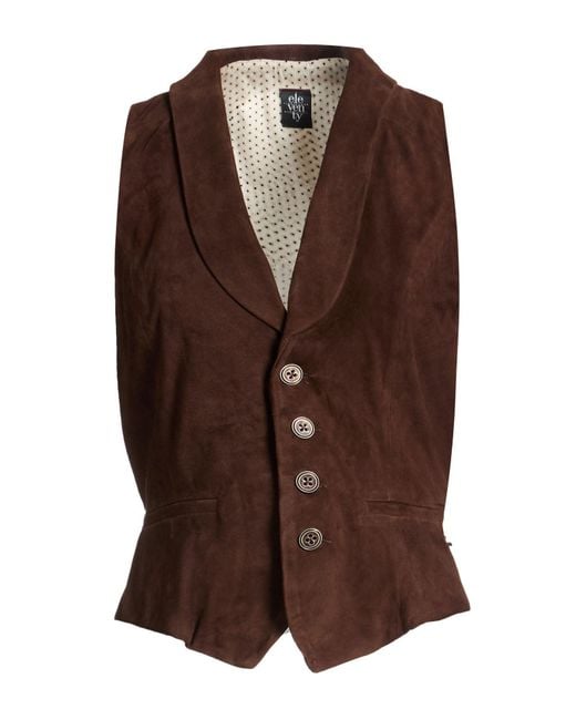 Eleventy Brown Dark Tailored Vest Goat Skin