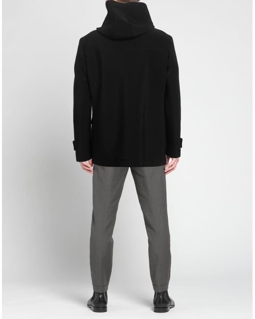 TWENTY-ONE by ANTONIO CARNEVALE Black Coat Viscose, Polyamide, Elastane for men