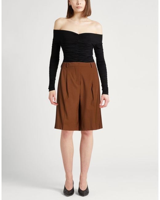 Semicouture Brown Shorts & Bermuda Shorts Polyester, Virgin Wool, Elastane
