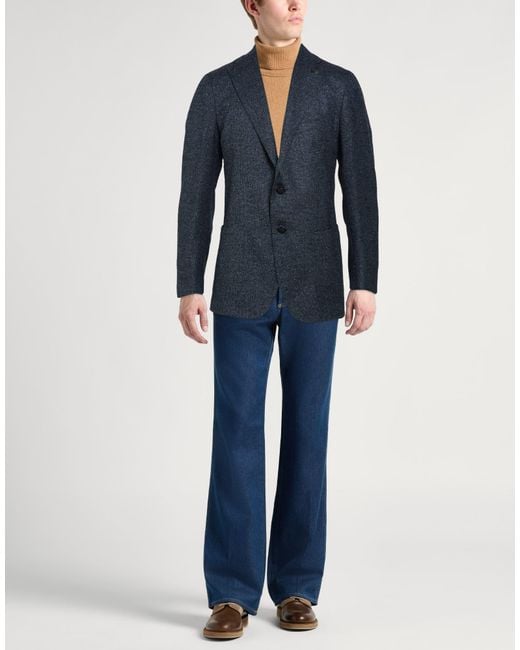 Tagliatore Blue Blazer Wool, Silk, Polyamide for men