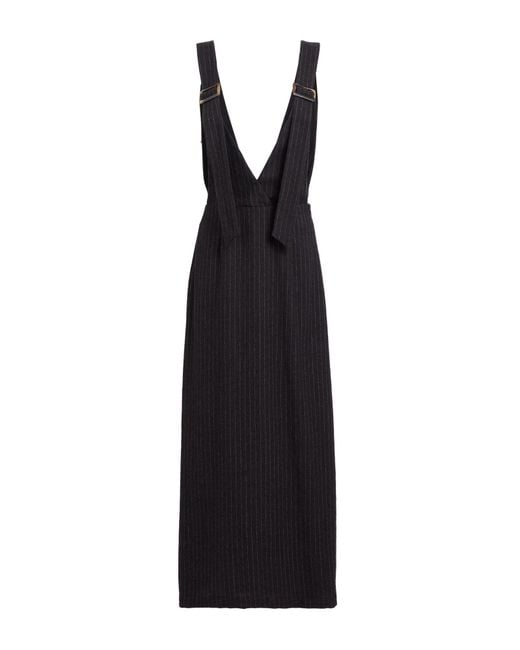 Alysi Black Midi Dress Virgin Wool, Viscose, Cotton