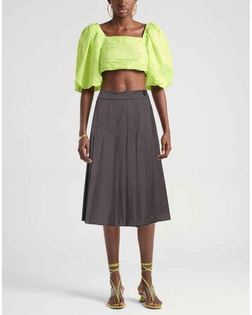 ViCOLO Gray Midi Skirt Polyester, Viscose, Elastane