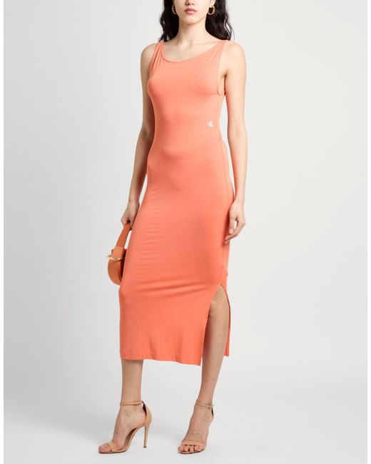 Calvin Klein Pink Midi Dress Modal, Polyester, Elastane