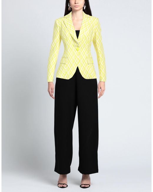 Elisabetta Franchi Yellow Lime Blazer Polyester, Elastane