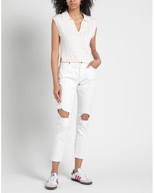 Gaelle Paris White Jeans Cotton, Elastane