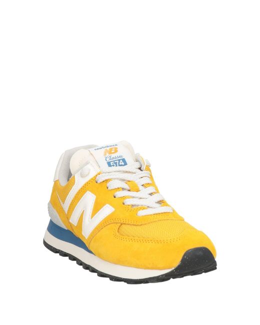 New Balance Yellow 574 Sneakers Leather, Textile Fibers for men