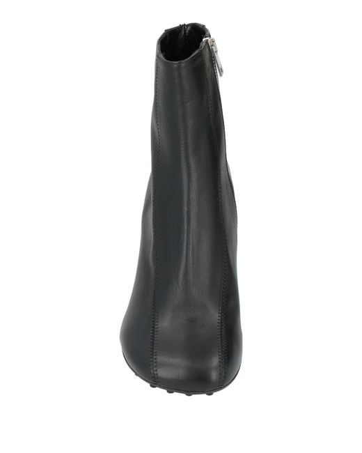 Sunnei Black Leather Square-Toe Ankle Boots