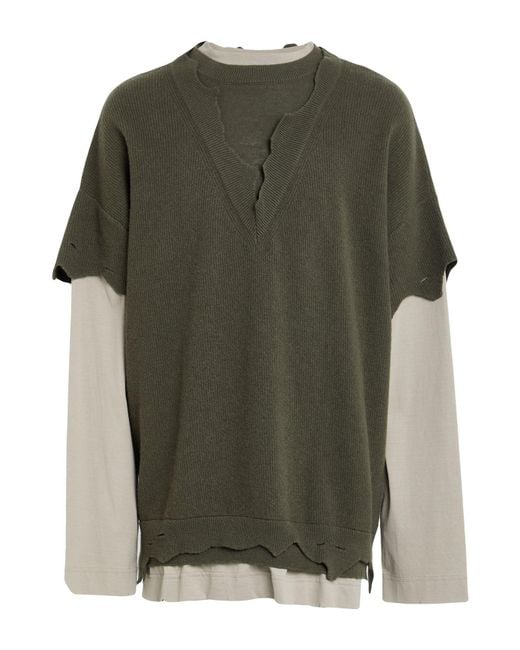 Givenchy Green Military Sweater Wool, Cotton for men