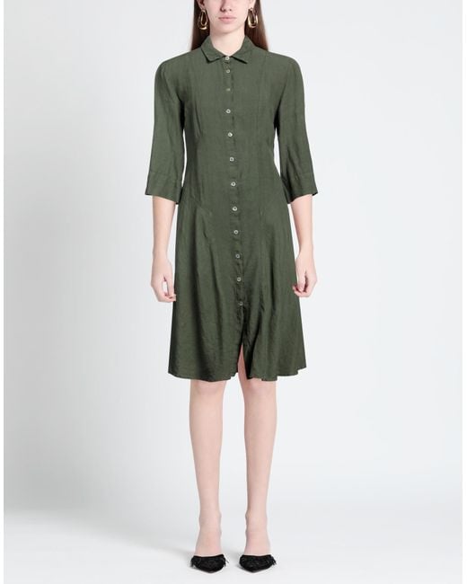 120% Lino Green Midi Dress