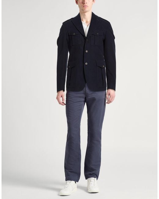 Eleventy Blue Midnight Blazer Cotton, Cashmere for men