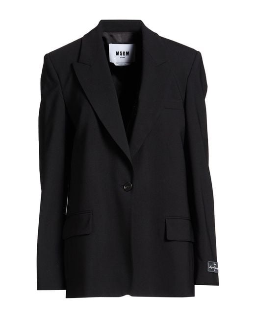 MSGM Black Blazer Virgin Wool, Elastane