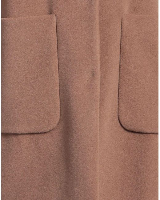Herno Brown Camel Coat Alpaca Wool, Wool, Polyamide