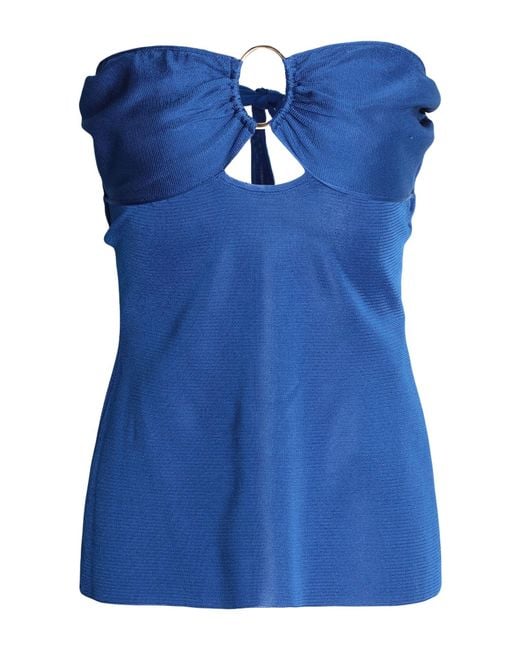 Tom Ford Blue Embellished Cotton-Blend Sleeveless Top