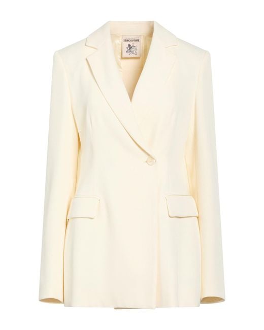 Semicouture Natural Blazer Viscose, Virgin Wool