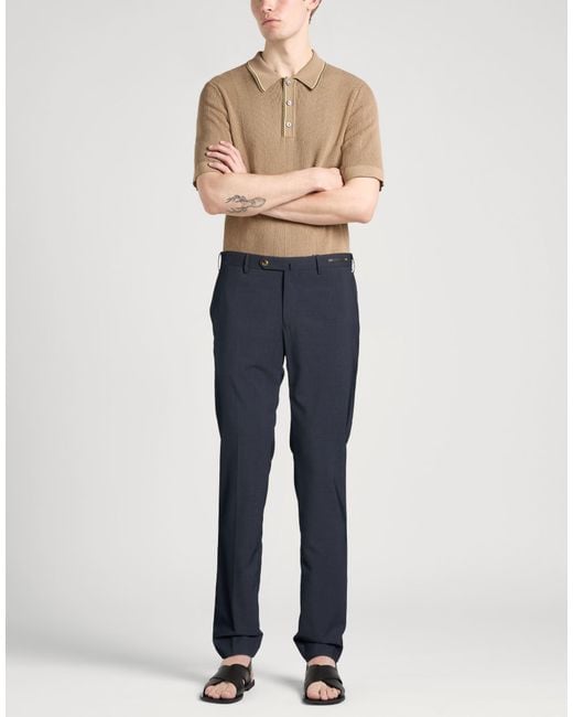 PT Torino Blue Pants Polyester, Wool, Elastane for men