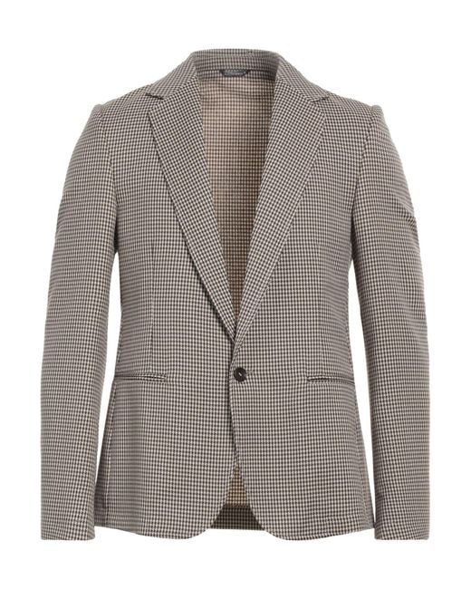 Daniele Alessandrini Gray Dark Blazer Polyester, Viscose, Elastane for men