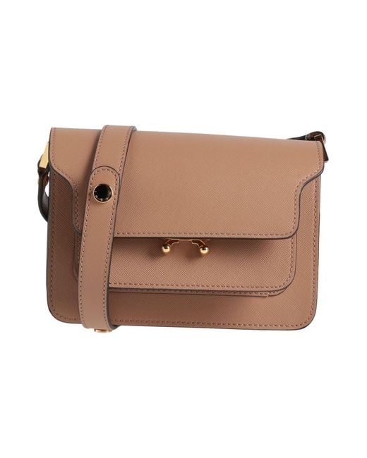 Marni Brown Camel Cross-Body Bag Cow Leather, Brass