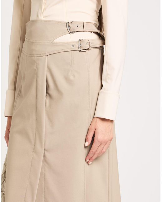Alberta Ferretti Natural Midi Skirt Virgin Wool, Elastane