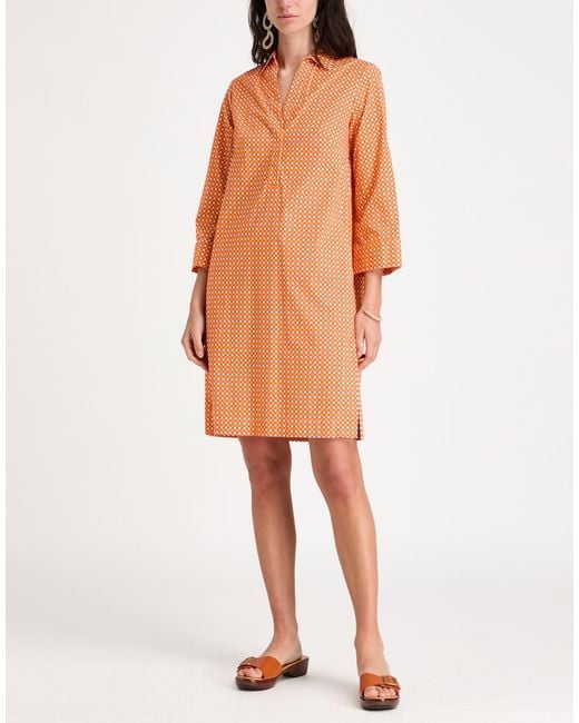 Caliban Orange Midi Dress Cotton, Elastane