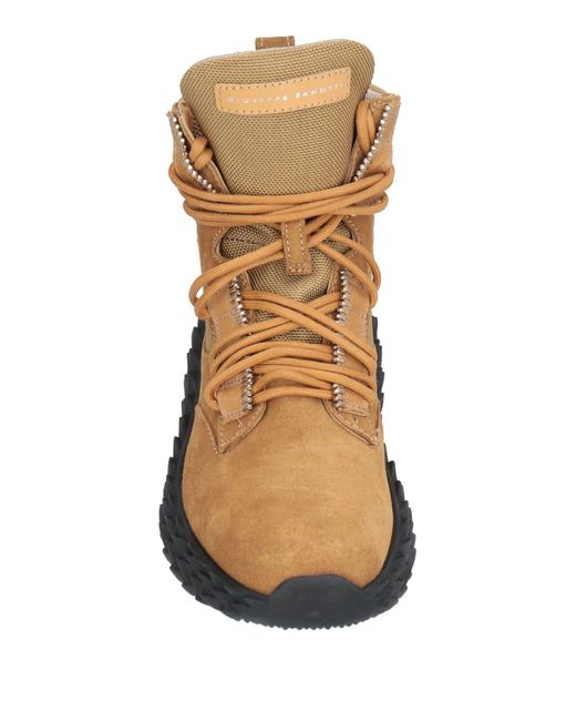 Giuseppe Zanotti Brown Ankle Boots Textile Fibers, Leather