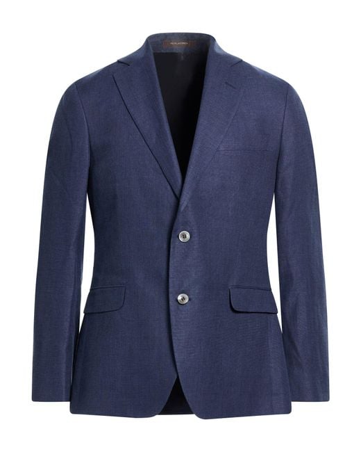 Oscar Jacobson Blue Blazer Linen, Wool for men