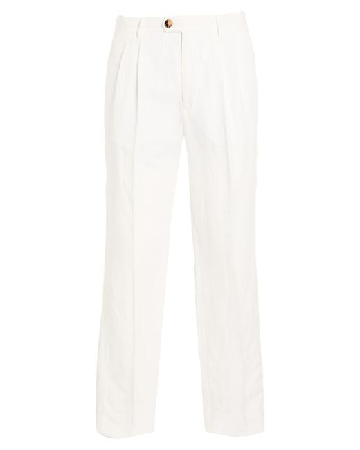 Brunello Cucinelli White Pants Linen, Cotton for men