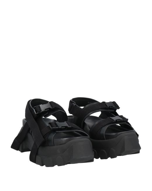 Rick Owens Black Sandals Leather, Textile Fibers