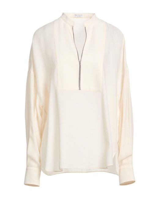 Brunello Cucinelli White Top Polyester, Cupro, Virgin Wool