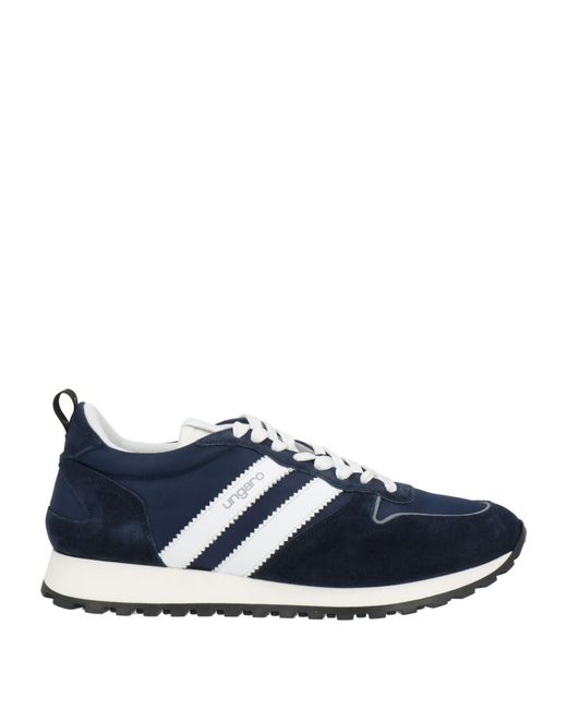 Emanuel Ungaro Blue Sneakers Leather, Textile Fibers for men