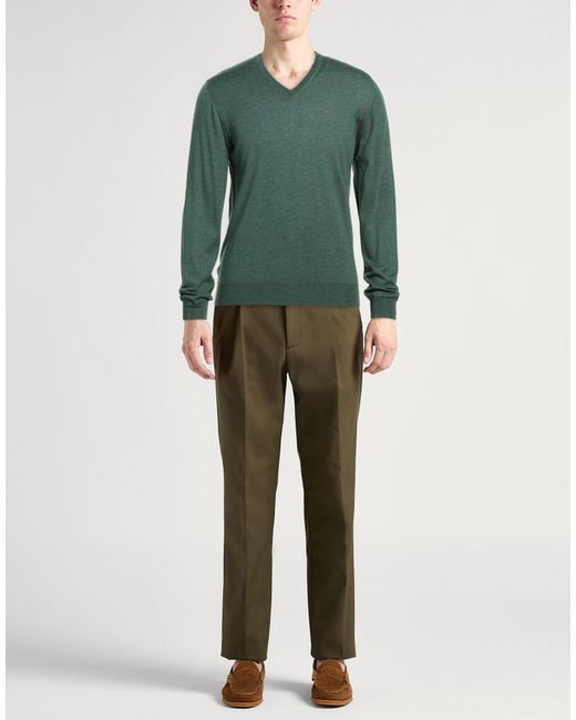 Fedeli Green T-Shirt Linen, Elastane for men