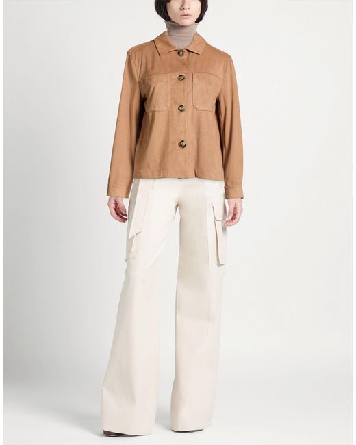 Purotatto Brown Camel Jacket Polyester, Elastane