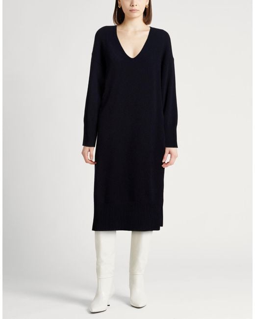 Roberto Collina Blue Midnight Midi Dress Wool, Cashmere