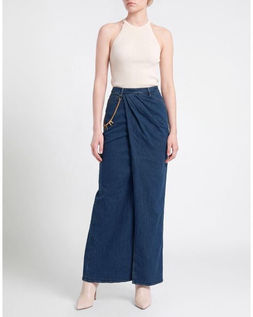 Elisabetta Franchi Blue Denim Skirt Polyester, Cotton