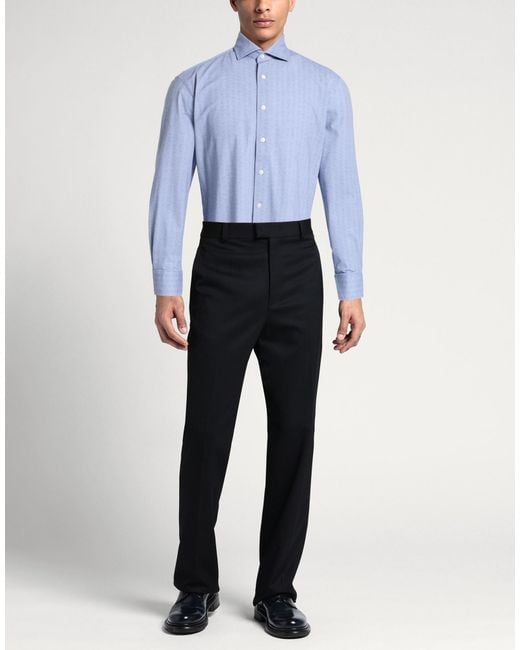 Traiano Blue Shirt Polyester, Polyamide, Elastane for men