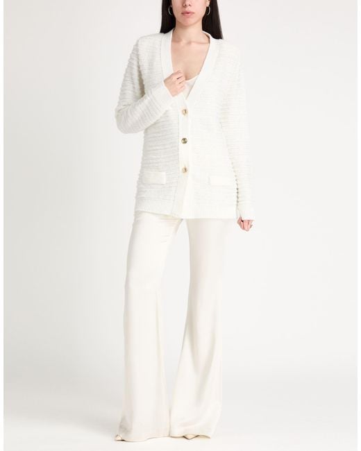 SIMONA CORSELLINI White Cardigan Acrylic, Polyamide, Polyester, Viscose