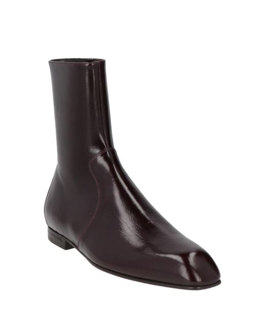 Khaite Brown Burgundy Ankle Boots Leather