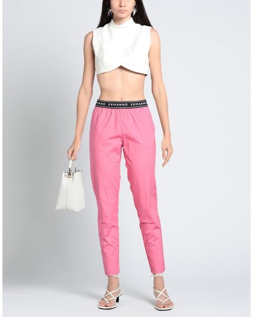 ERMANNO FIRENZE Pink Pants Cotton, Elastane