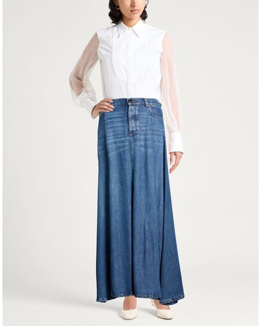 Semicouture Blue Denim Skirt Lyocell