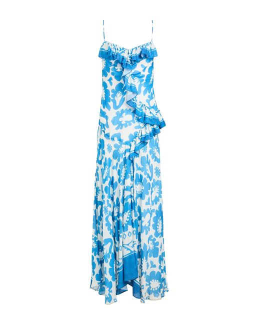 Sandro Blue Azure Maxi Dress Viscose, Linen