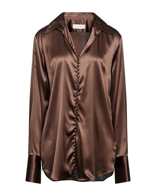 Dries Van Noten Brown Shirt Silk, Elastane