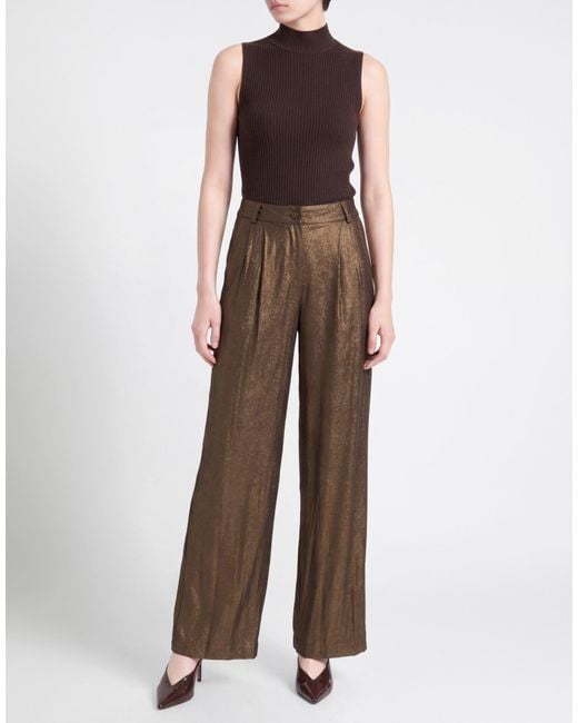 Majestic Filatures Brown Pants Viscose, Elastane