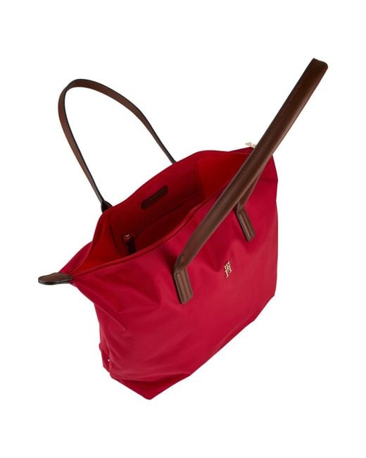 Tommy Hilfiger Red Handbag Recycled Nylon, Cow Leather