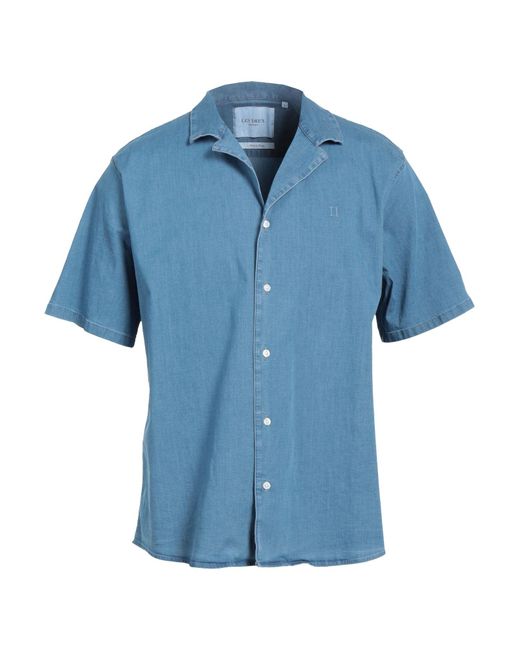 Les Deux Blue Denim Shirt Cotton, Elastane for men