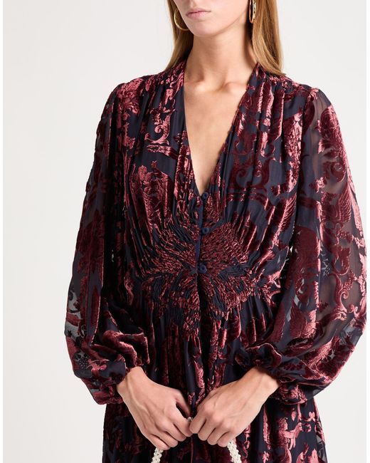 LaDoubleJ Purple Garnet Maxi Dress Viscose, Silk