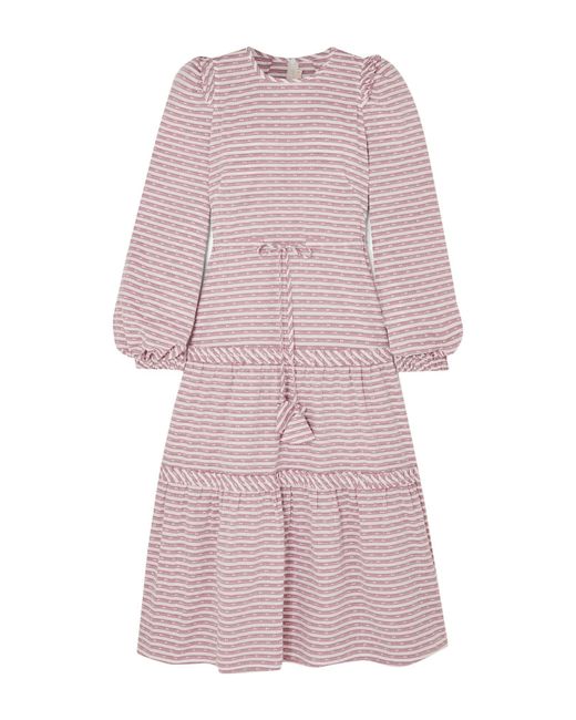 Anna Mason Pink Midi Dress Viscose, Cotton, Acrylic